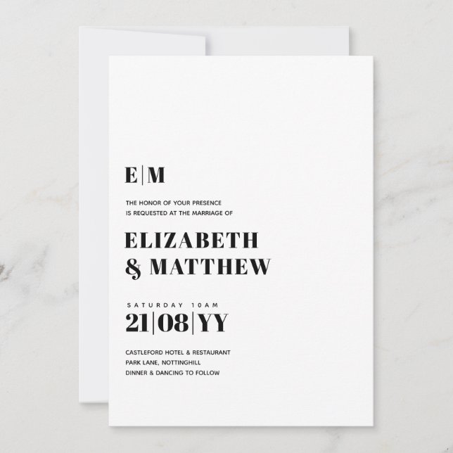 Casamento de Tipografia Simples Elegante Minimalis (Frente)