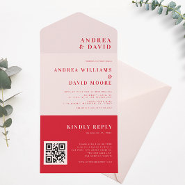 Casamento de Trendy RSVP de Código QR Vermelho e R