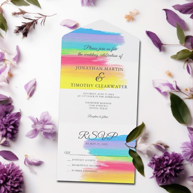 Casamento de Verão com Aquarela Arco-íris e Respos (Criador carregado)