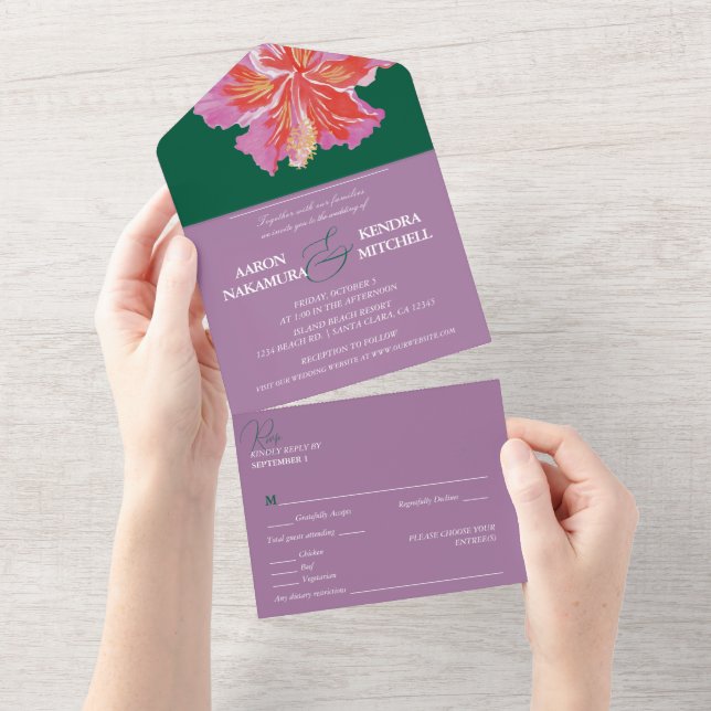 Casamento de Verão com Hibisco Tropical Vibrante (Aba destacável)