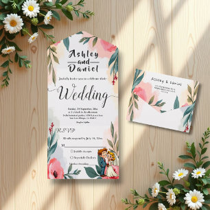 Casamento de Verão de Casal Floral Elegante Waterc