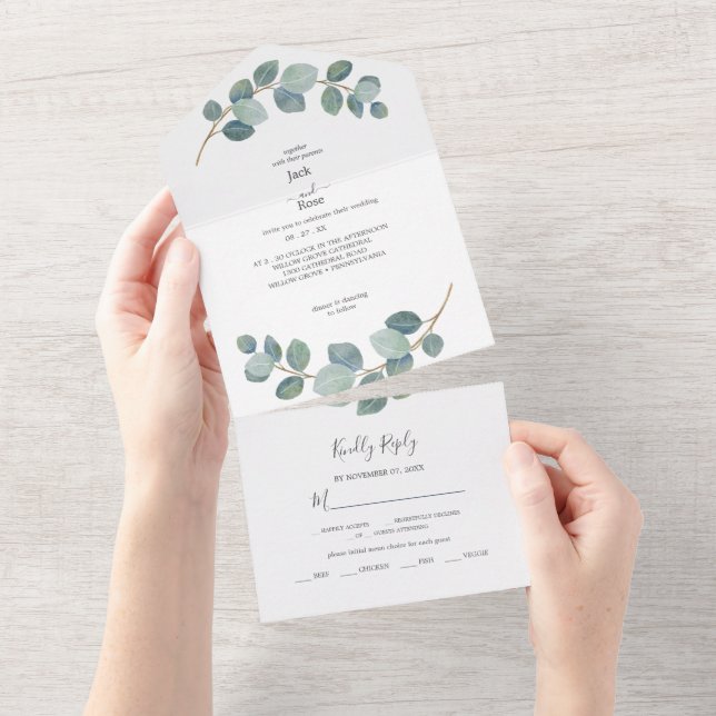 Casamento de Verão de Eucalyptus Greenery Rustic. (Aba destacável)