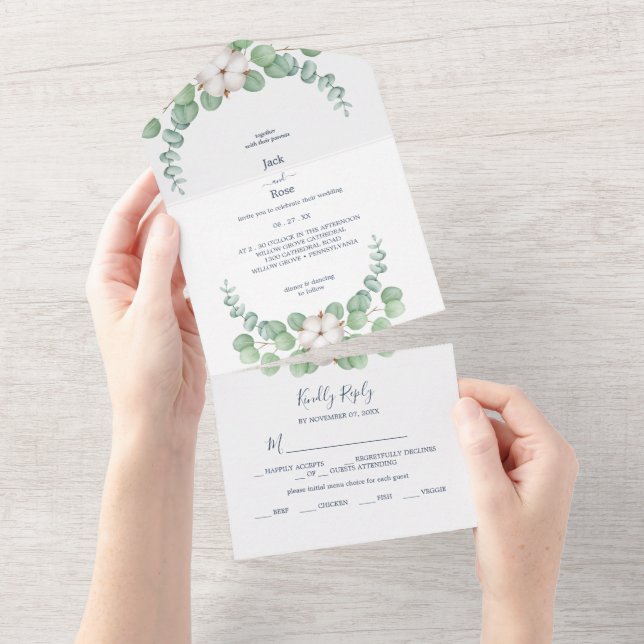 Casamento de Verão de Eucalyptus Greenery Rustic. (Aba destacável)