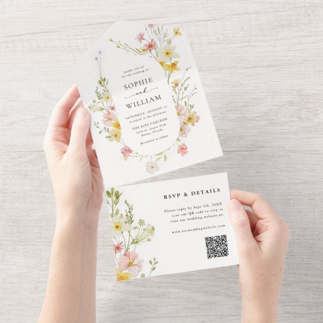 Casamento de Verão de Primavera de Flor Selvagem M (Aba destacável)