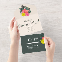 Casamento de Verão Desenhado à Mão com Hibisco Tro