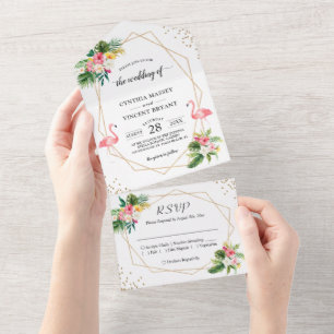 Casamento de Verão Geométrico com Flamingo Floral 