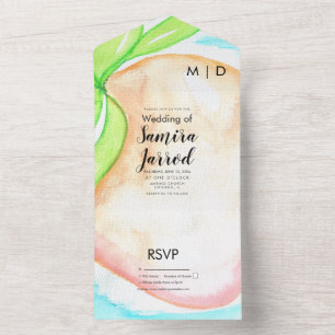 Casamento de Verão Pintado à Mão Manga Tropical