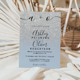 Casamento de verba azul empoeirada de prata