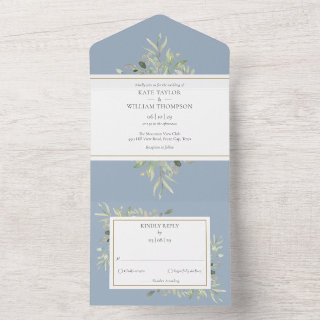 Casamento de Verde Botânico Azul Empoeirado (Interno)