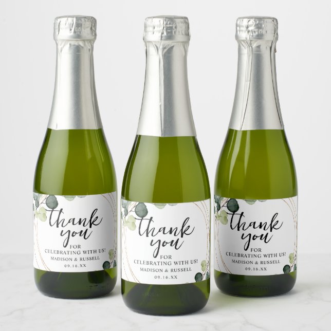 Casamento de Verde Eucalipto Dourado (Garrafas)