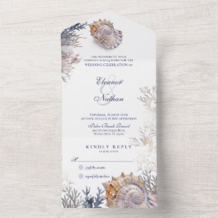 Casamento de Watercolor Seashell Corals
