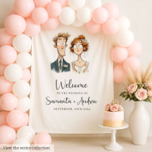 Casamento de Watercolor Tapeçaria Bride e Groom Qu