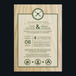 Casamento de Woodsy e Convite para Lutas<br><div class="desc">Este convite de casamento, rústico e arruinado, apresenta tipografia divertida, coração e setas, árvores, fogueira, tendas e corações gráficos num fundo de imagem de madeira. Personalize com os detalhes do evento. Clique no botão "Personalizar" para ir para a ferramenta design onde você pode alterar a fonte, o tamanho do tipo,...</div>