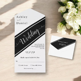 Casamento Delicado Branco E Preto Moderno Elegante