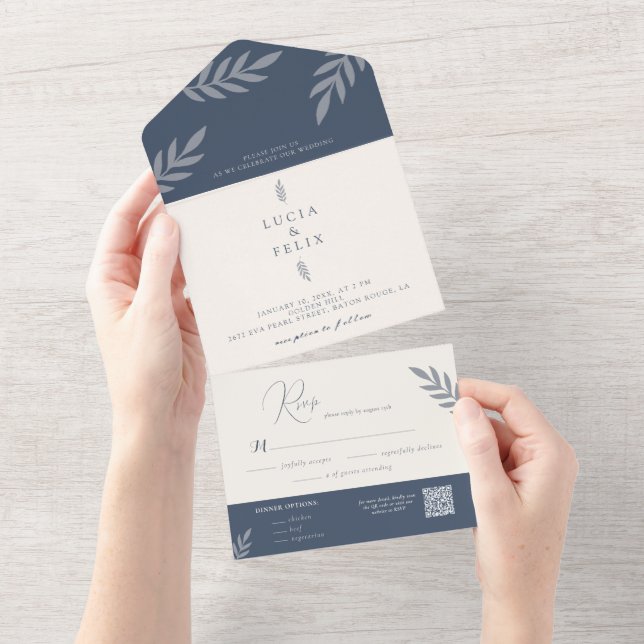 Casamento Delicado de Folhas Minimalista (Aba destacável)