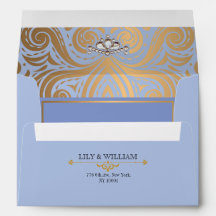 Casamento Diamante Ouro Artdeco Azul Elegante