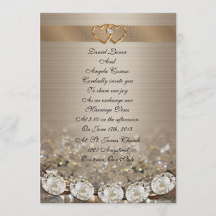 Casamento Diamantes de convite e cetim de ouro