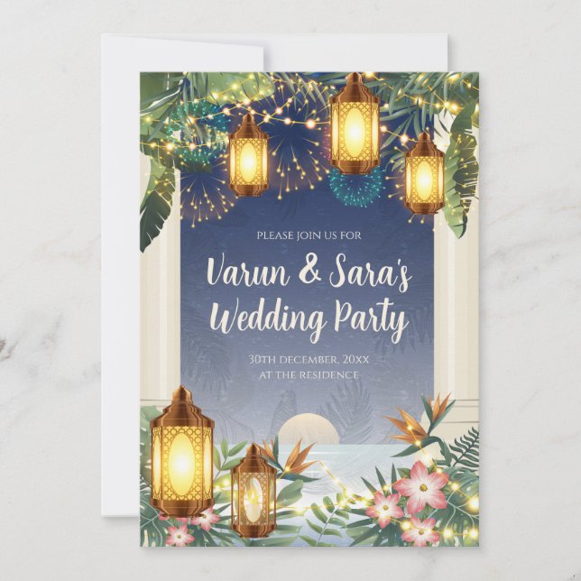 Casamento Digital Indiano Convite de Festa para Jo (Frente)