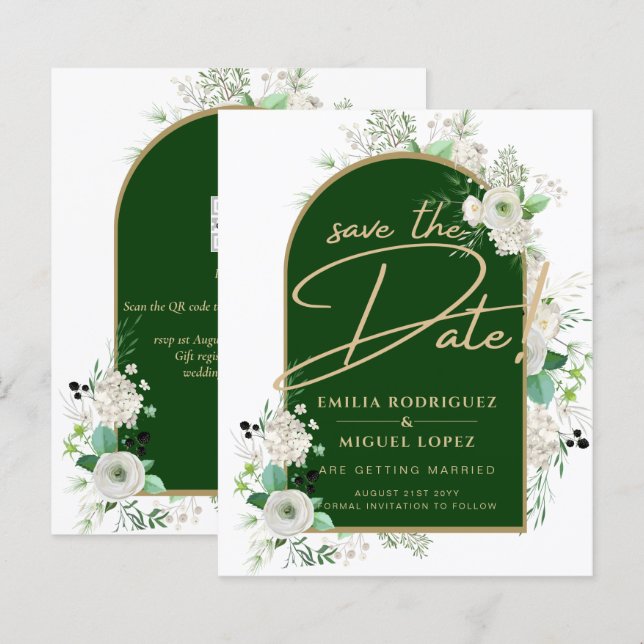 Casamento do Arco Verde Emerald, Roses Brancas de  (Frente/Verso)