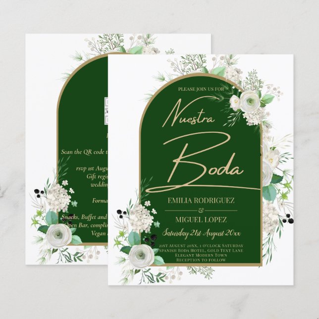 Casamento do Arco Verde Emerald, Roses Brancas de  (Frente/Verso)