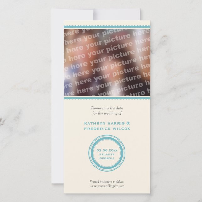 Casamento do círculo teal salve o anúncio da data (Frente)