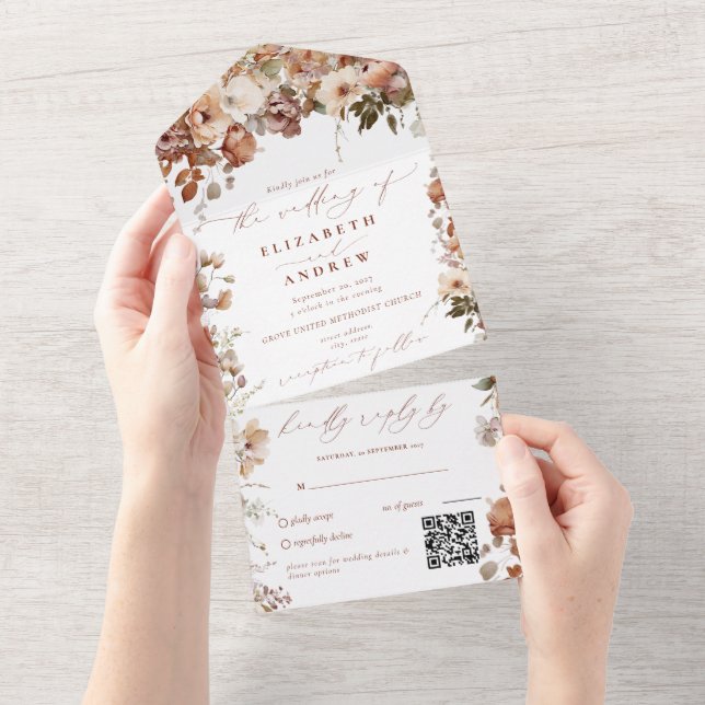 Casamento do Código QR das Flores do Jardim Rustic (Tearaway)
