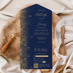 Casamento do Código QR do Azul Dourado do Marinho 