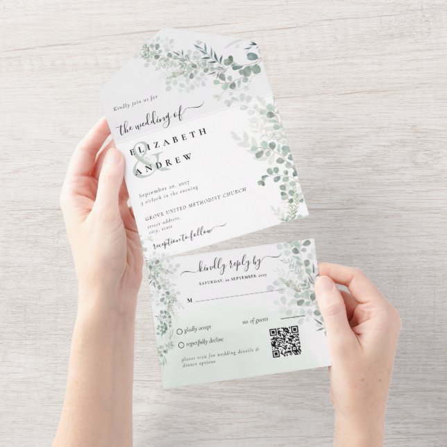 Casamento do Código QR do Elegante Eucalyptus Bota (Tearaway)