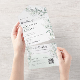 Casamento do Código QR do Elegante Eucalyptus Bota