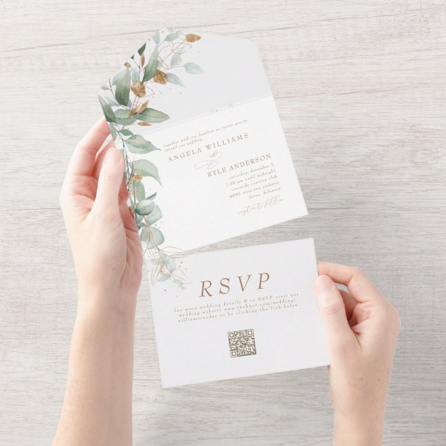Casamento do Código QR do Elegante Eucalyptus Glam (Tearaway)