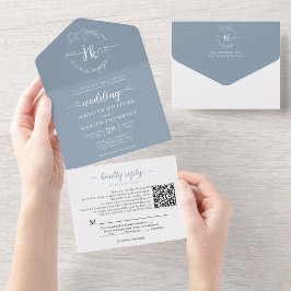 Casamento do Código QR do Monograma Azul com Derra