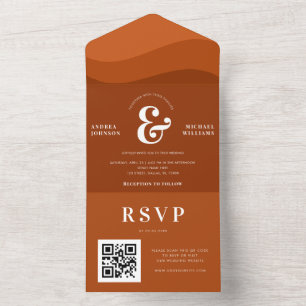 Casamento do Código QR do Retro Terracotta Waves A