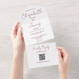 Casamento do Código QR do Script Elegante Vermelho