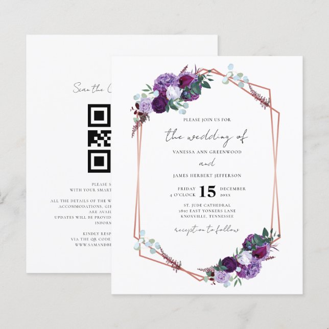 Casamento do Código QR do Script Geométrico Floral (Frente/Verso)