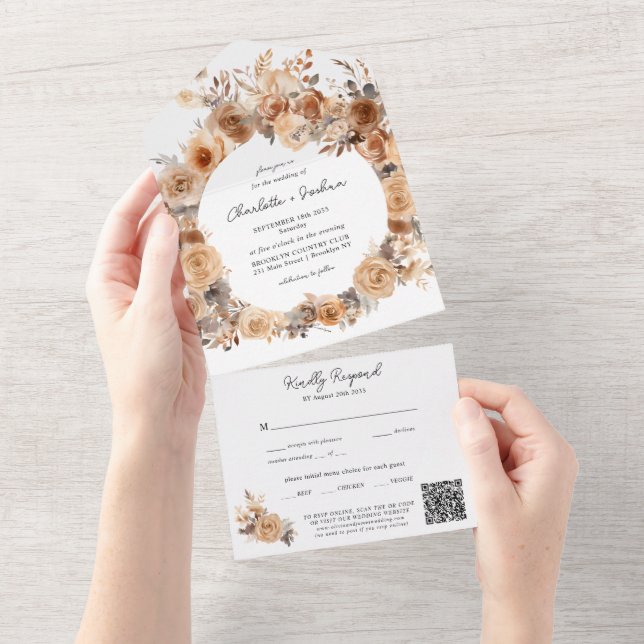 Casamento do Código QR do Terracotta Floral da Boê (Aba destacável)