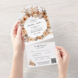 Casamento do Código QR do Terracotta Floral da Boê