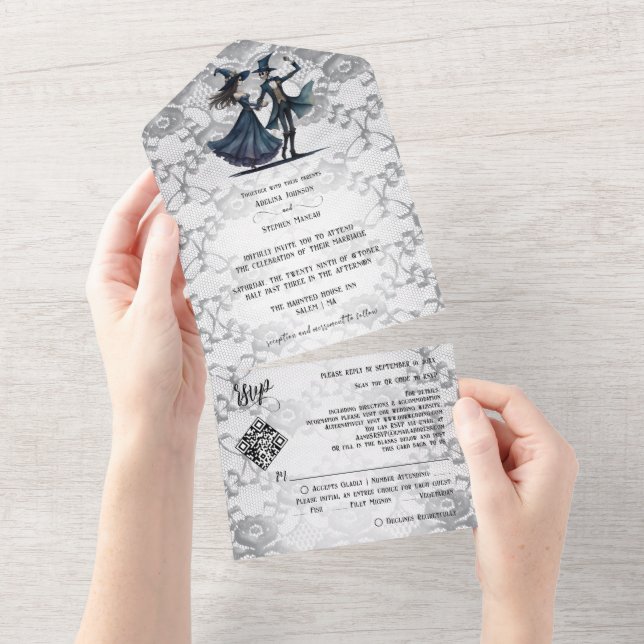 Casamento do Código QR Gótico do Esqueleto do Lace (Tearaway)