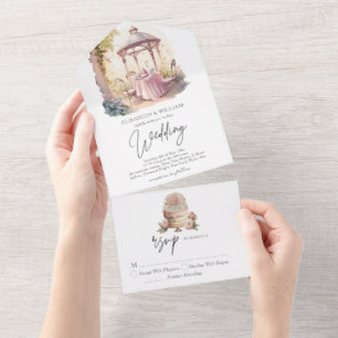 Casamento Do Jardim De Cor Da Água Elegante Rsvp