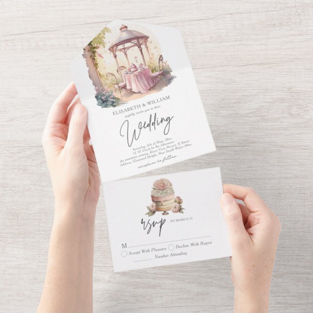Casamento Do Jardim De Cor Da Água Elegante Rsvp (Aba destacável)