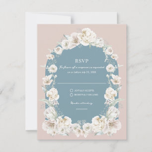 Casamento do Jardim Floral Azul-Rosa Blush RSVP