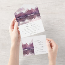 Casamento do Lago Púrpura Lilac Watercolor