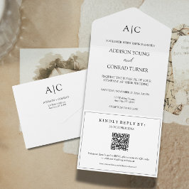 Casamento do Monograma Branco do Código QR