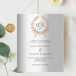Casamento do monograma do monograma de wreath rosa