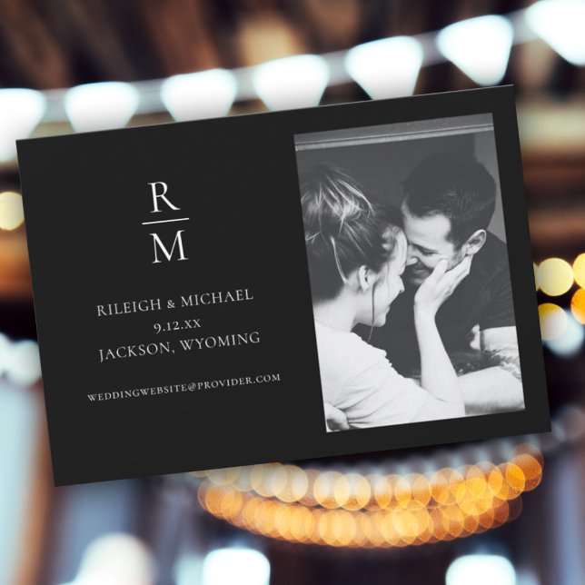 Casamento do Monograma Negro Elegante Salvar a Fot (Criador carregado)