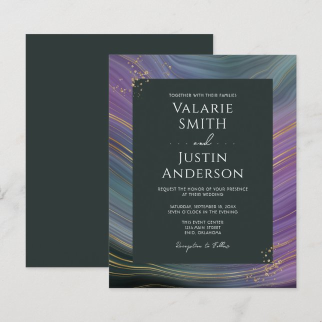 Casamento do Orçamento da Pedra Azul e Roxo (Frente/Verso)