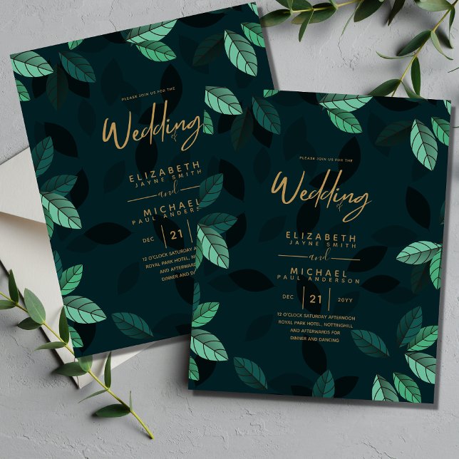 Casamento do Orçamento Verde de Ouro Elegante (Criador carregado)