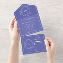 Casamento do Periwinkle Leafy Crest Monograma