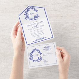 Casamento do Periwinkle Leafy Crest Monograma
