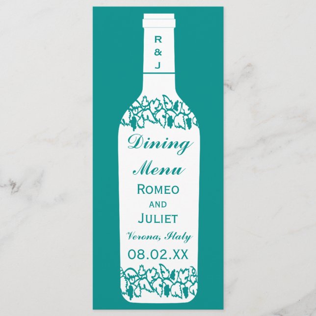 Casamento do vinhedo que janta o menu (Frente)