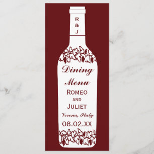 Casamento do vinhedo que janta o menu